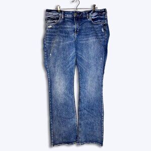 Silver Jeans Suki Bootcut Womens 18 L33 Mid Rise Curvy Fit Distressed Denim Blue